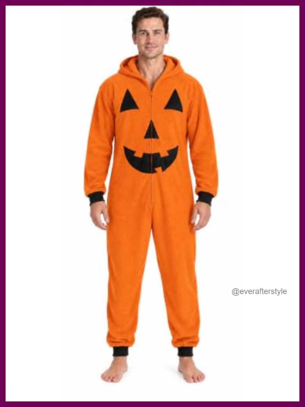 Adult Fleece Hooded One-Piece Pajama with Front Zip & Side Pockets